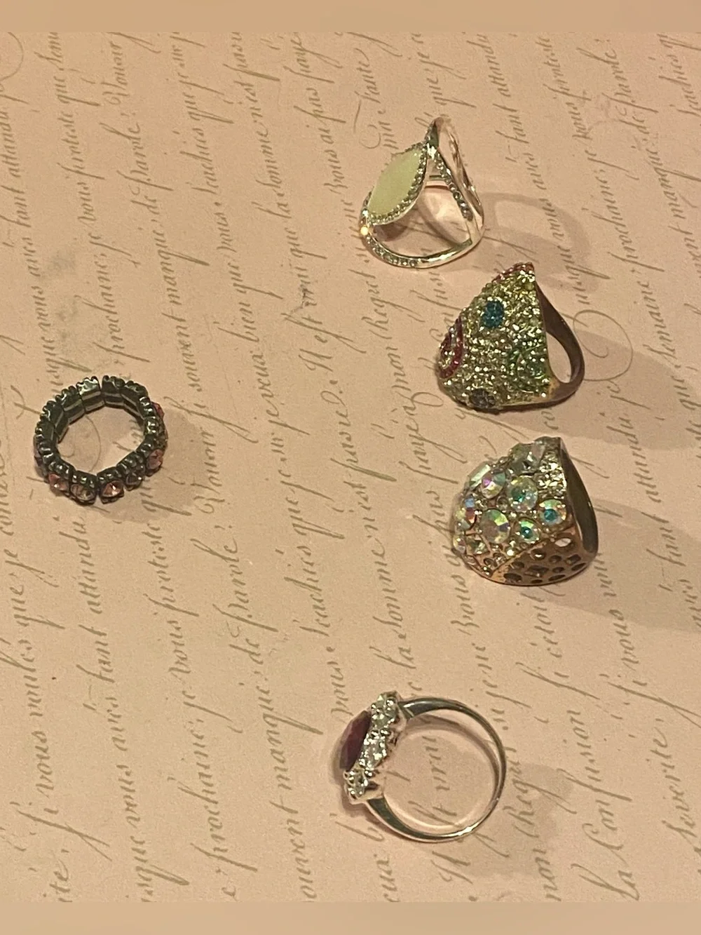 Vintage Cocktail Ring Bundle Chunky Rhinestone Pavé Whimsigoth Statement Lot